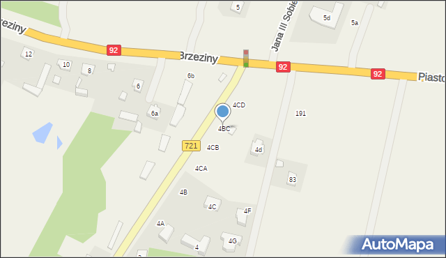 Brzeziny, Brzeziny, 4BC, mapa Brzeziny