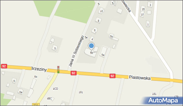 Brzeziny, Brzeziny, 5d, mapa Brzeziny