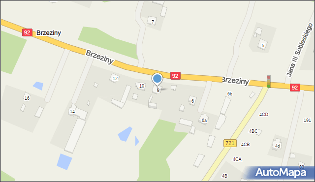 Brzeziny, Brzeziny, 8, mapa Brzeziny