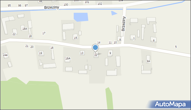 Brzeziny, Brzeziny, 12, mapa Brzeziny