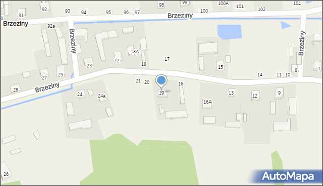 Brzeziny, Brzeziny, 19, mapa Brzeziny