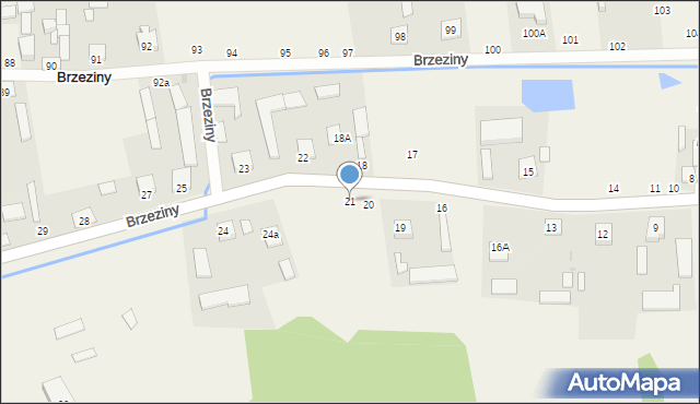 Brzeziny, Brzeziny, 21, mapa Brzeziny