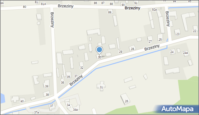 Brzeziny, Brzeziny, 30, mapa Brzeziny