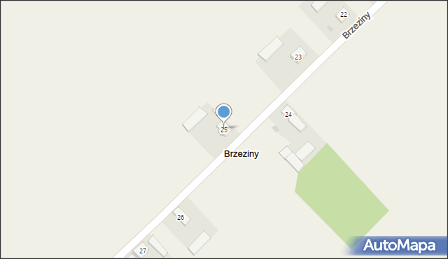 Brzeziny, Brzeziny, 25, mapa Brzeziny