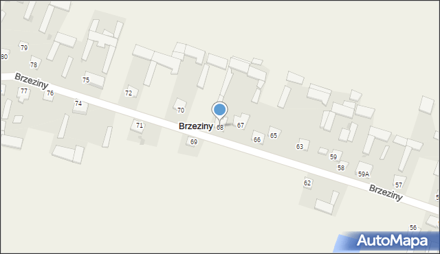 Brzeziny, Brzeziny, 68, mapa Brzeziny