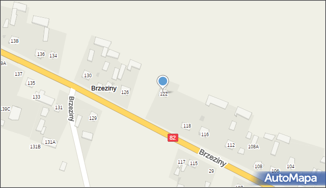 Brzeziny, Brzeziny, 122, mapa Brzeziny