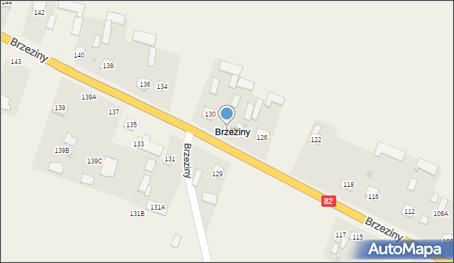 Brzeziny, Brzeziny, 128A, mapa Brzeziny