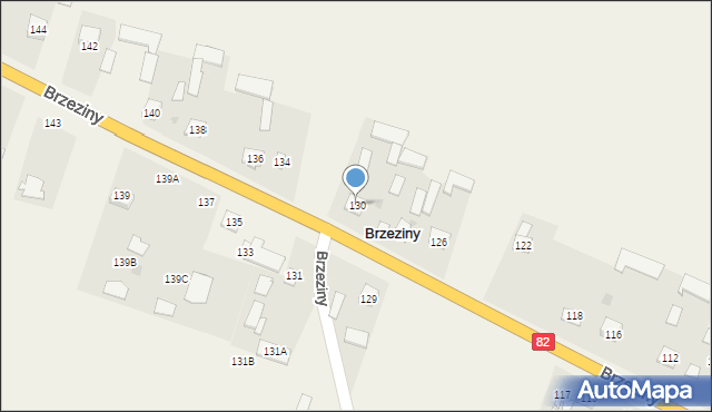 Brzeziny, Brzeziny, 130, mapa Brzeziny