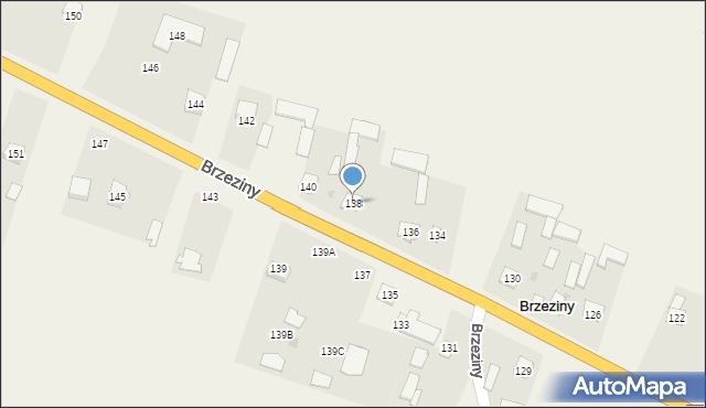 Brzeziny, Brzeziny, 138, mapa Brzeziny