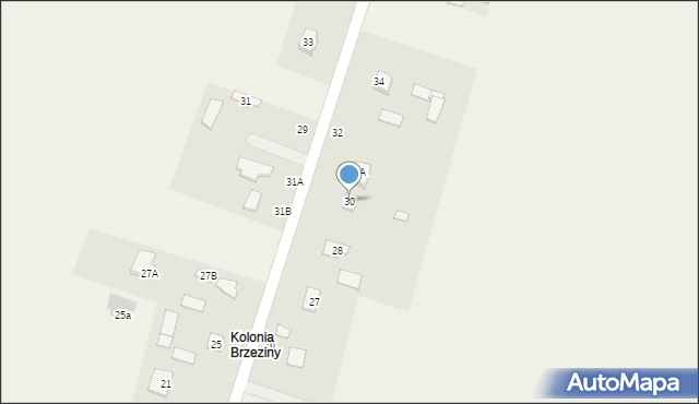 Brzeziny, Brzeziny, 30, mapa Brzeziny