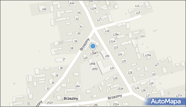 Brzeziny, Brzeziny, 119A, mapa Brzeziny