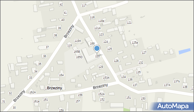 Brzeziny, Brzeziny, 120, mapa Brzeziny