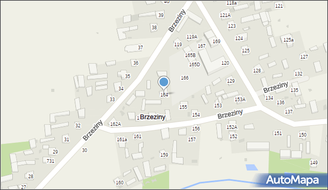 Brzeziny, Brzeziny, 164, mapa Brzeziny