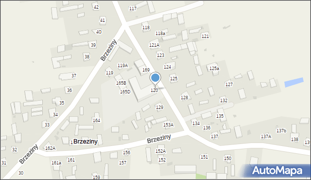 Brzeziny, Brzeziny, 165, mapa Brzeziny