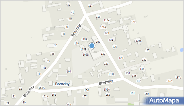 Brzeziny, Brzeziny, 168, mapa Brzeziny