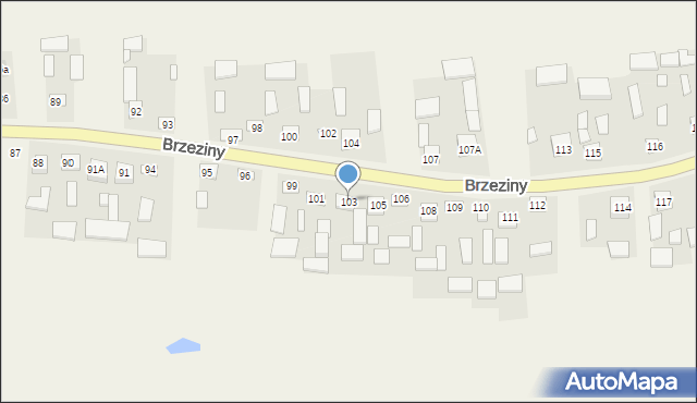 Brzeziny, Brzeziny, 103, mapa Brzeziny