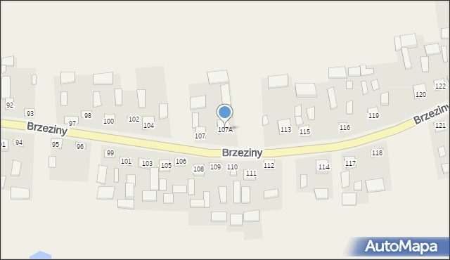 Brzeziny, Brzeziny, 107A, mapa Brzeziny