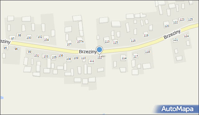 Brzeziny, Brzeziny, 112, mapa Brzeziny