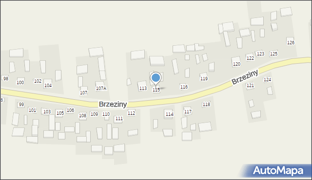 Brzeziny, Brzeziny, 115, mapa Brzeziny