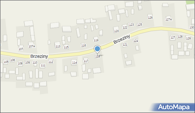 Brzeziny, Brzeziny, 118, mapa Brzeziny