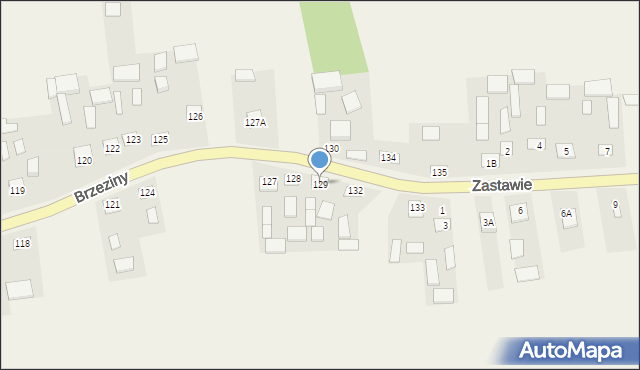 Brzeziny, Brzeziny, 129, mapa Brzeziny