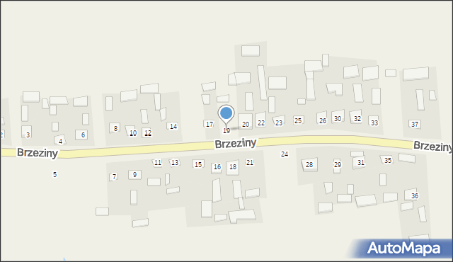 Brzeziny, Brzeziny, 19, mapa Brzeziny