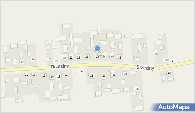 Brzeziny, Brzeziny, 26, mapa Brzeziny