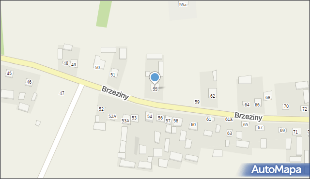 Brzeziny, Brzeziny, 55, mapa Brzeziny