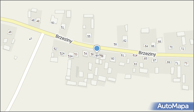 Brzeziny, Brzeziny, 57, mapa Brzeziny