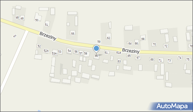 Brzeziny, Brzeziny, 60, mapa Brzeziny