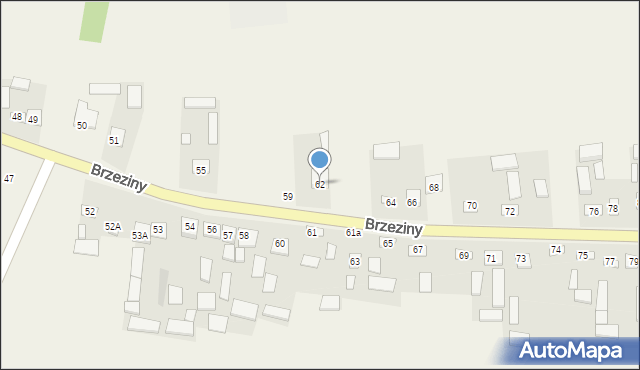 Brzeziny, Brzeziny, 62, mapa Brzeziny