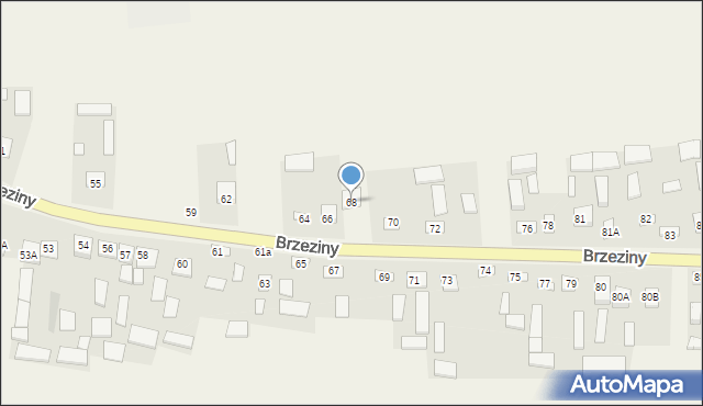 Brzeziny, Brzeziny, 68, mapa Brzeziny