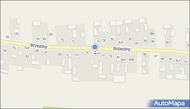 Brzeziny, Brzeziny, 75, mapa Brzeziny