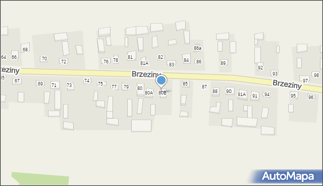 Brzeziny, Brzeziny, 80B, mapa Brzeziny