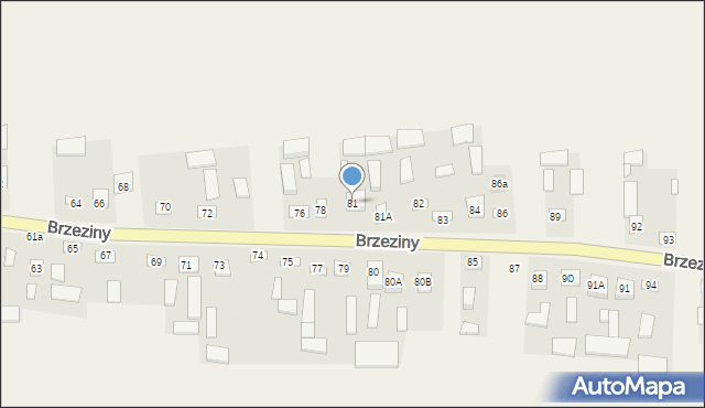 Brzeziny, Brzeziny, 81, mapa Brzeziny