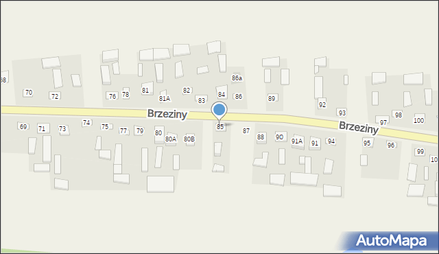 Brzeziny, Brzeziny, 85, mapa Brzeziny