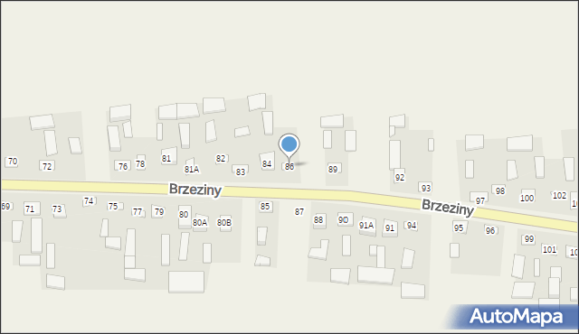 Brzeziny, Brzeziny, 86, mapa Brzeziny