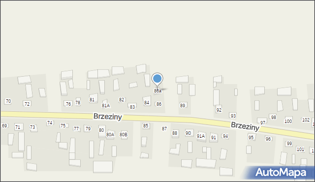 Brzeziny, Brzeziny, 86a, mapa Brzeziny