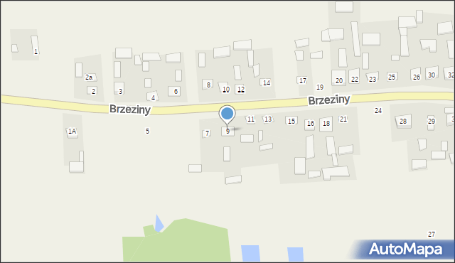 Brzeziny, Brzeziny, 9, mapa Brzeziny