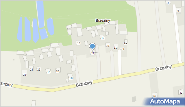 Brzeziny, Brzeziny, 14, mapa Brzeziny