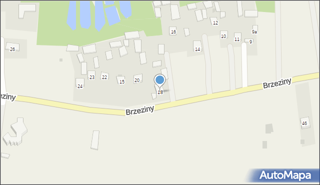 Brzeziny, Brzeziny, 18, mapa Brzeziny