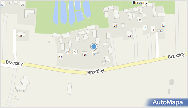 Brzeziny, Brzeziny, 20, mapa Brzeziny