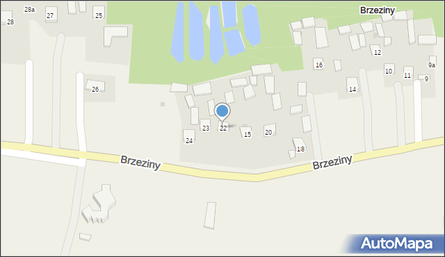 Brzeziny, Brzeziny, 22, mapa Brzeziny