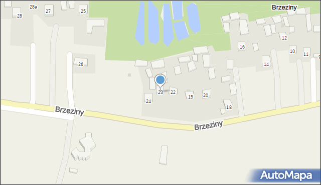 Brzeziny, Brzeziny, 23, mapa Brzeziny