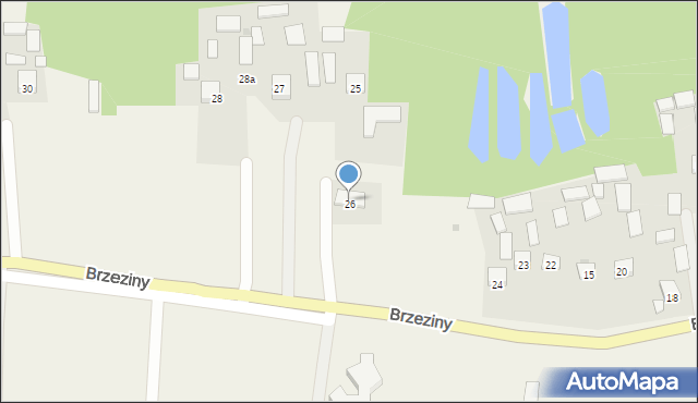 Brzeziny, Brzeziny, 26a, mapa Brzeziny