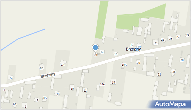 Brzeziny, Brzeziny, 13, mapa Brzeziny