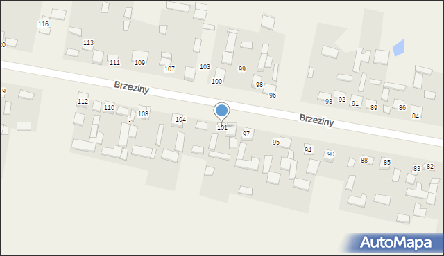 Brzeziny, Brzeziny, 101, mapa Brzeziny