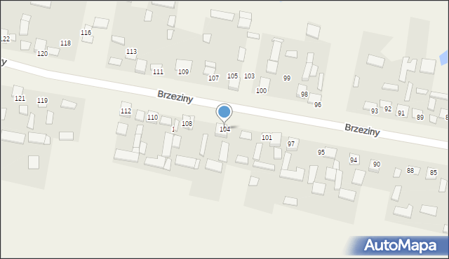 Brzeziny, Brzeziny, 104, mapa Brzeziny
