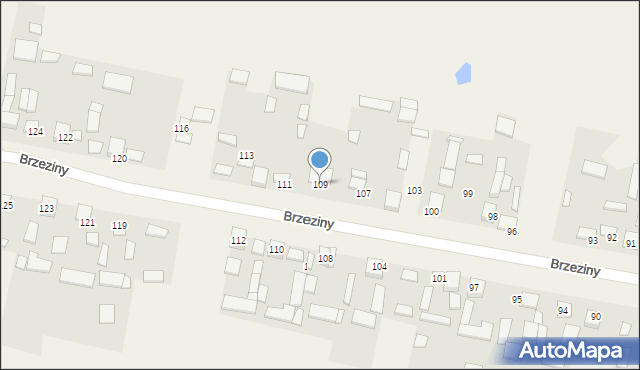 Brzeziny, Brzeziny, 109, mapa Brzeziny