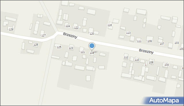 Brzeziny, Brzeziny, 119, mapa Brzeziny